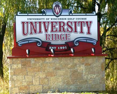 University Ridge freestanding sign